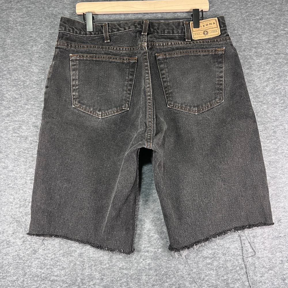 Arizona Denim Shorts Mens 36 Black Good Vintage Loose Fit Cut Off Made In USA